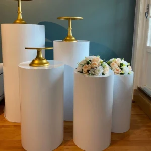 White Cylinder Table Pedestal Stand