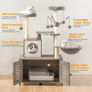 Cat Tree with Litter Box Enclosure