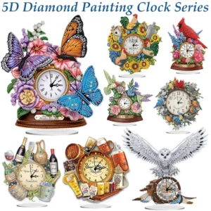 Acrylic Special Shaped Animal Diamond Glitter Art Clock Kit